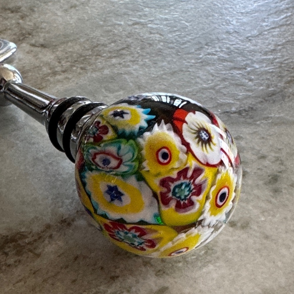 Vintage Millefiori Murano Style Multicolor Glass Bottle Stopper - Picture 7 of 9